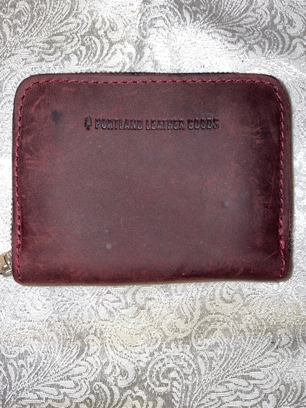 Portland Leather Burgundy Leather Zip Wallet